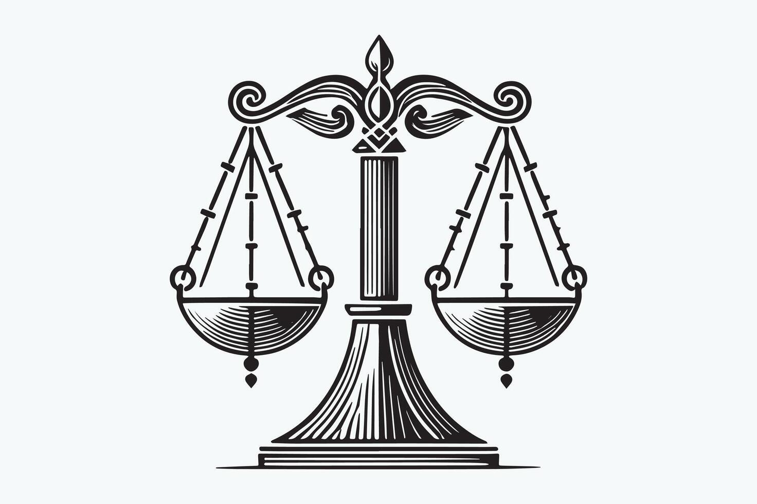Law and Order Scales Silhouette Monochrome vector