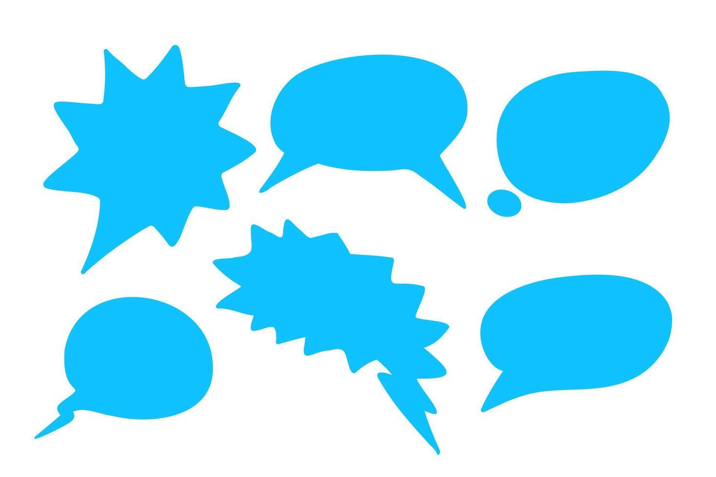 Set of blue comic speech clouds isolated on white background vector
