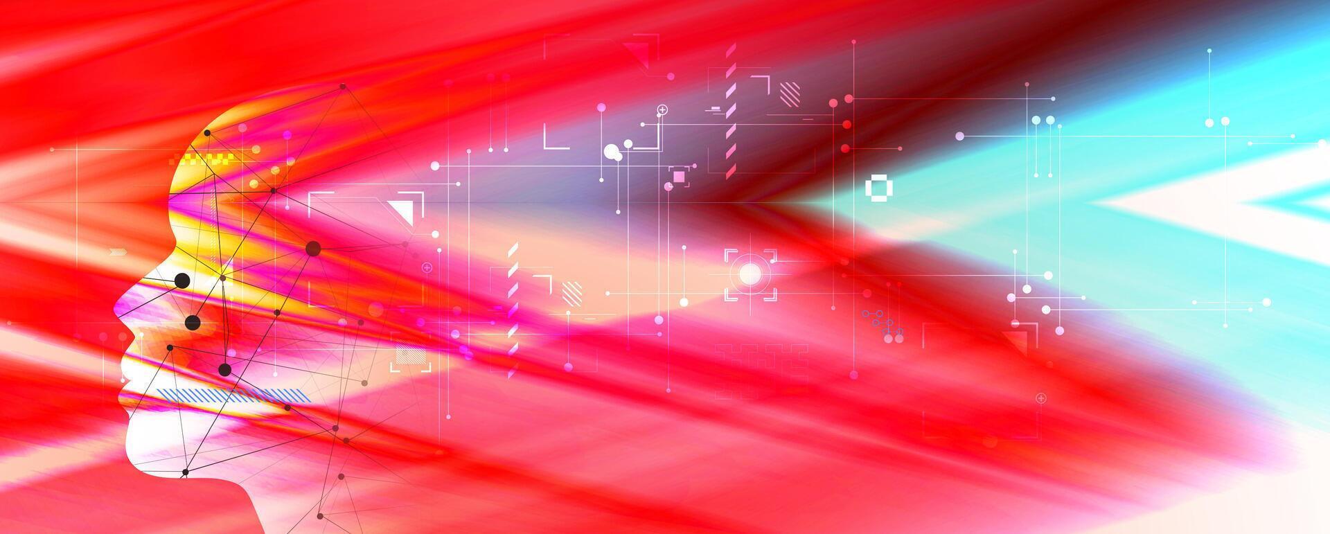 A digital image of a person with a red background vector