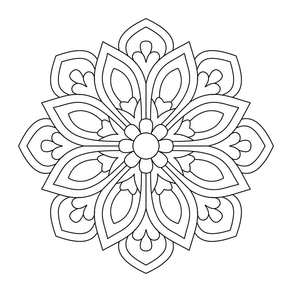 Easy Mandala Black and White Circle Outline, file vector