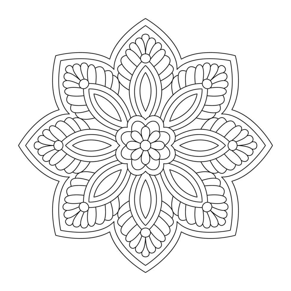 Elegant frame mandala coloring book page, file vector