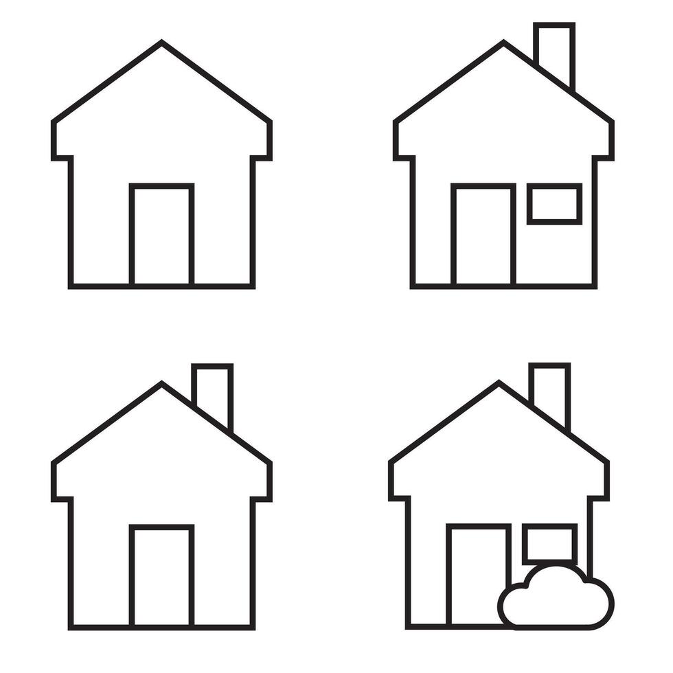 outline home icons set, House icons sign, isolated on a white background. vector
