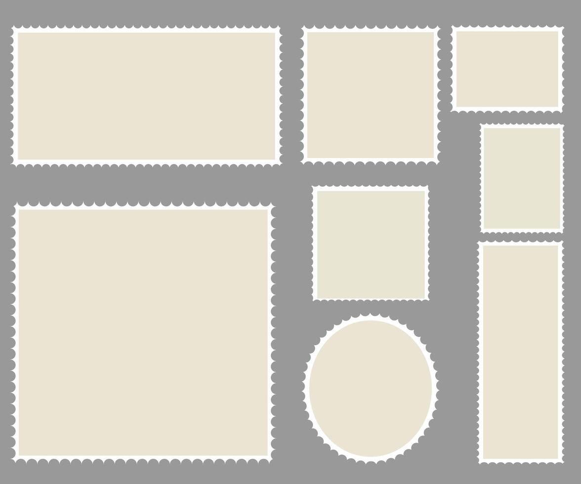 Blank Postage Stamps frames set Postage stamp borders set vector