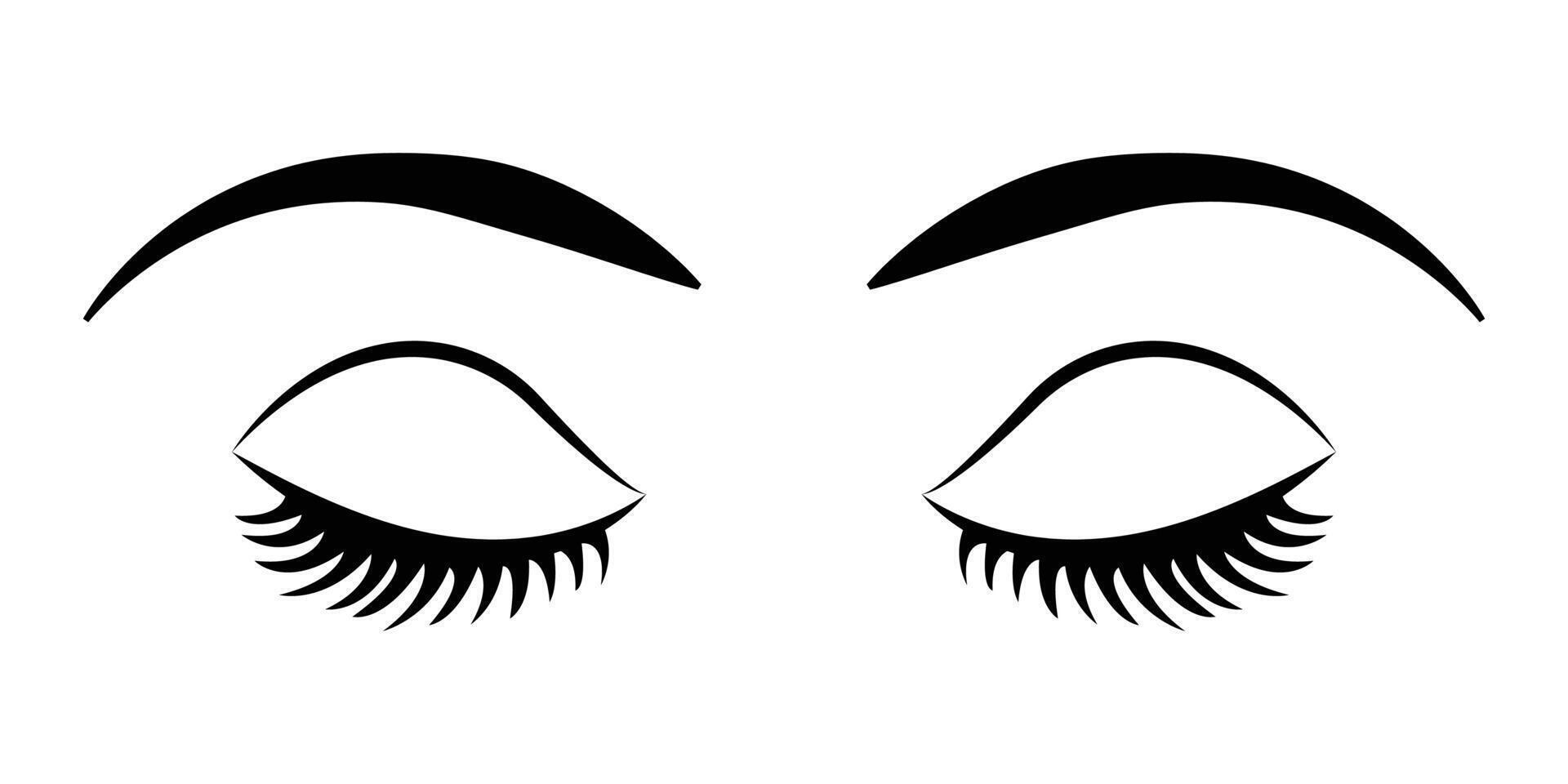 Woman eyes with eyebrows icon. Closed woman eyes symbol. Elegant eye makeup icon. Mascara lash icon. Long lashes sign eps 10. vector
