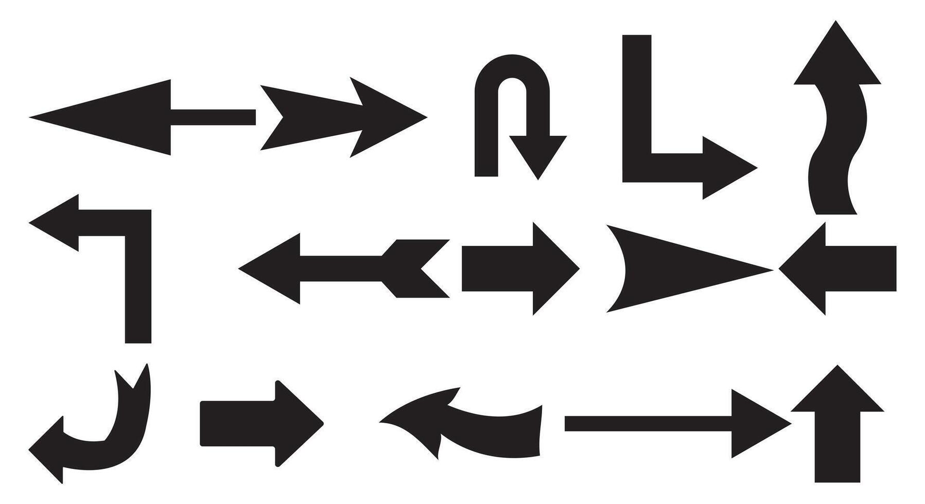 Arrows big black set icons. Arrow Cursor icon. Arrow collection. Modern simple arrows. eps 10 vector