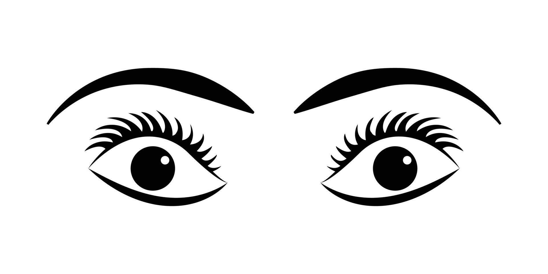 Woman pair of eyes with eyebrows eyelashes , Woman eye icon. Human eye symbol for web or print design. vector