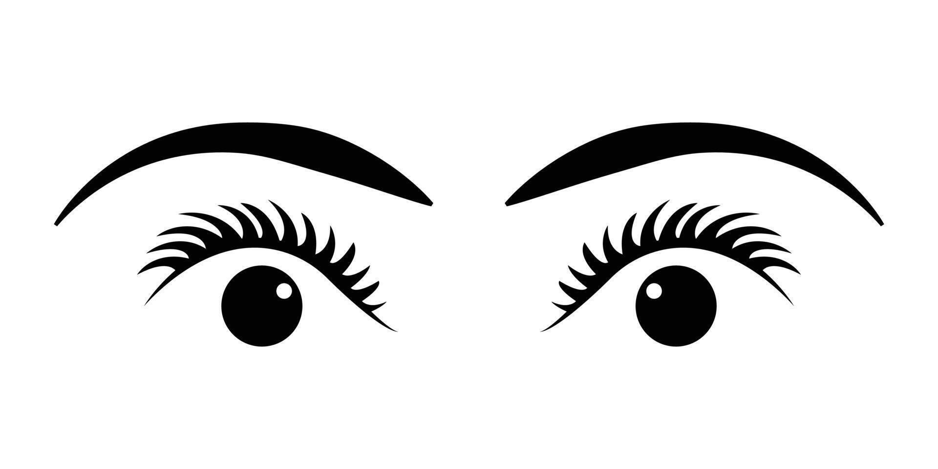 pair of eyes with eyebrows eyelashes , Woman eye icon. Human eye symbol for web or print design. vector