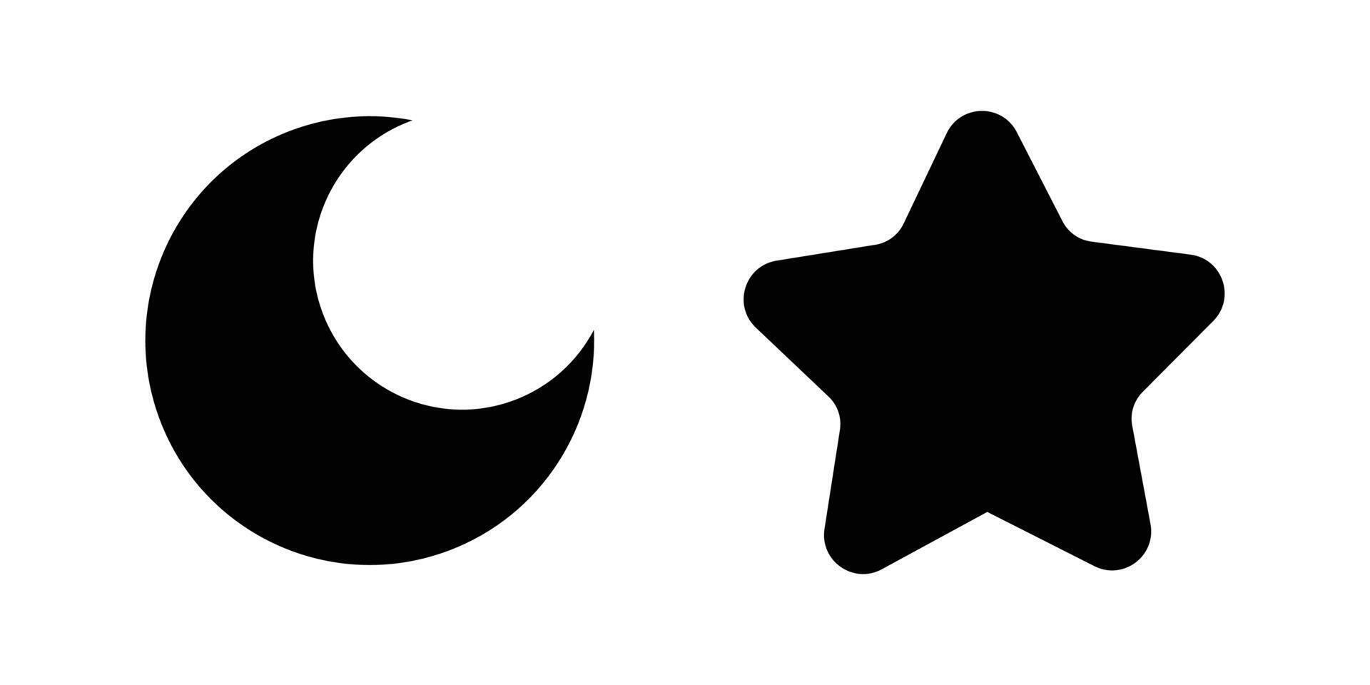 Moon and stars, icon. Silhouette graphic elements. Icon sleep. Half moon with star. vector