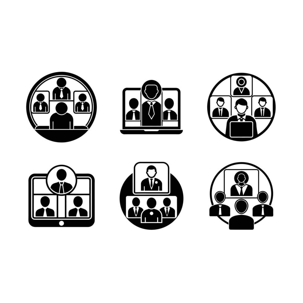 Online Meeting Icon Modern Graphic Design for Digital Communication vector