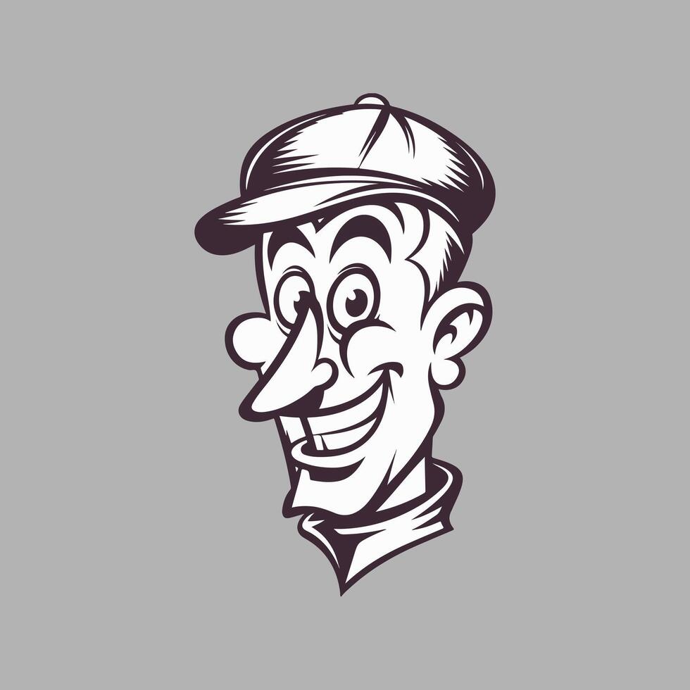 a cartoon man with a hat on his head vector