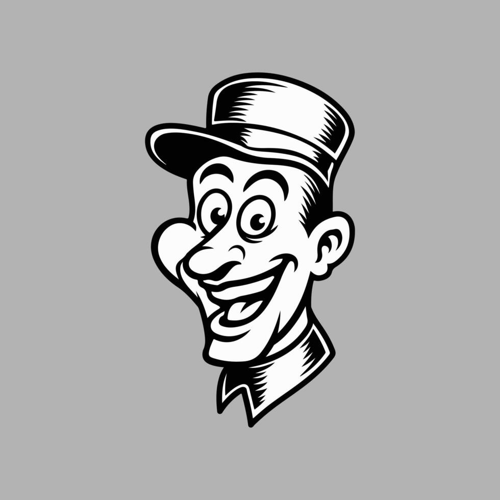 a cartoon character wearing a hat and smiling vector
