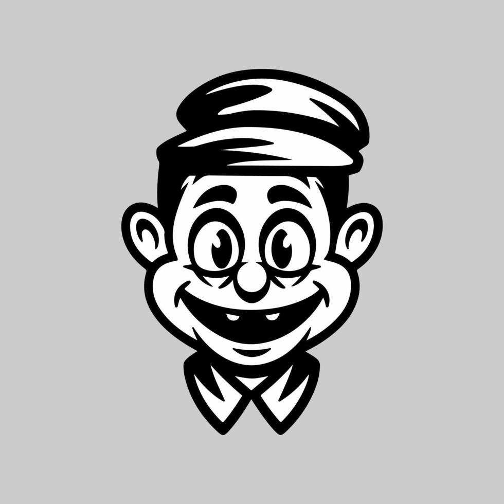a cartoon face of a man with a hat vector