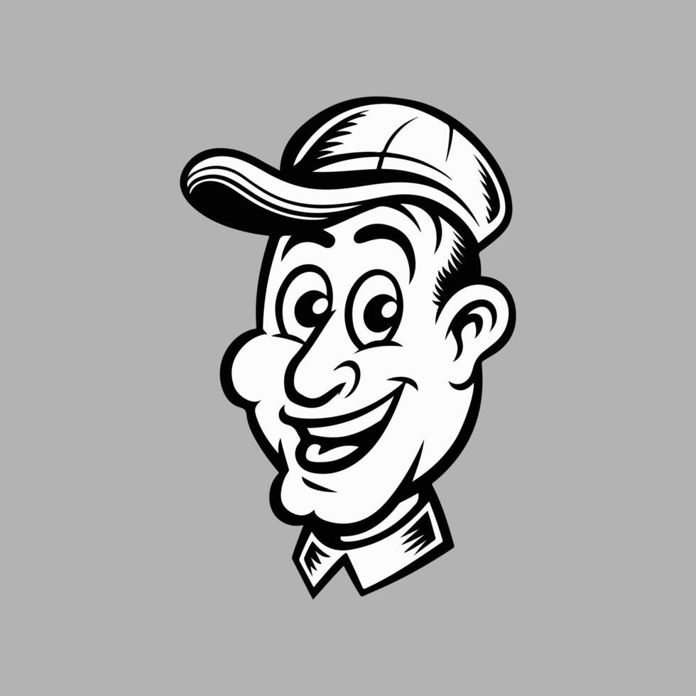 a cartoon man with a baseball cap on his head vector