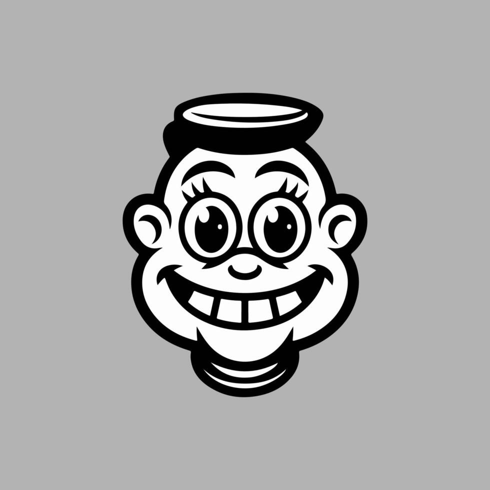 a cartoon face with a halo on it vector