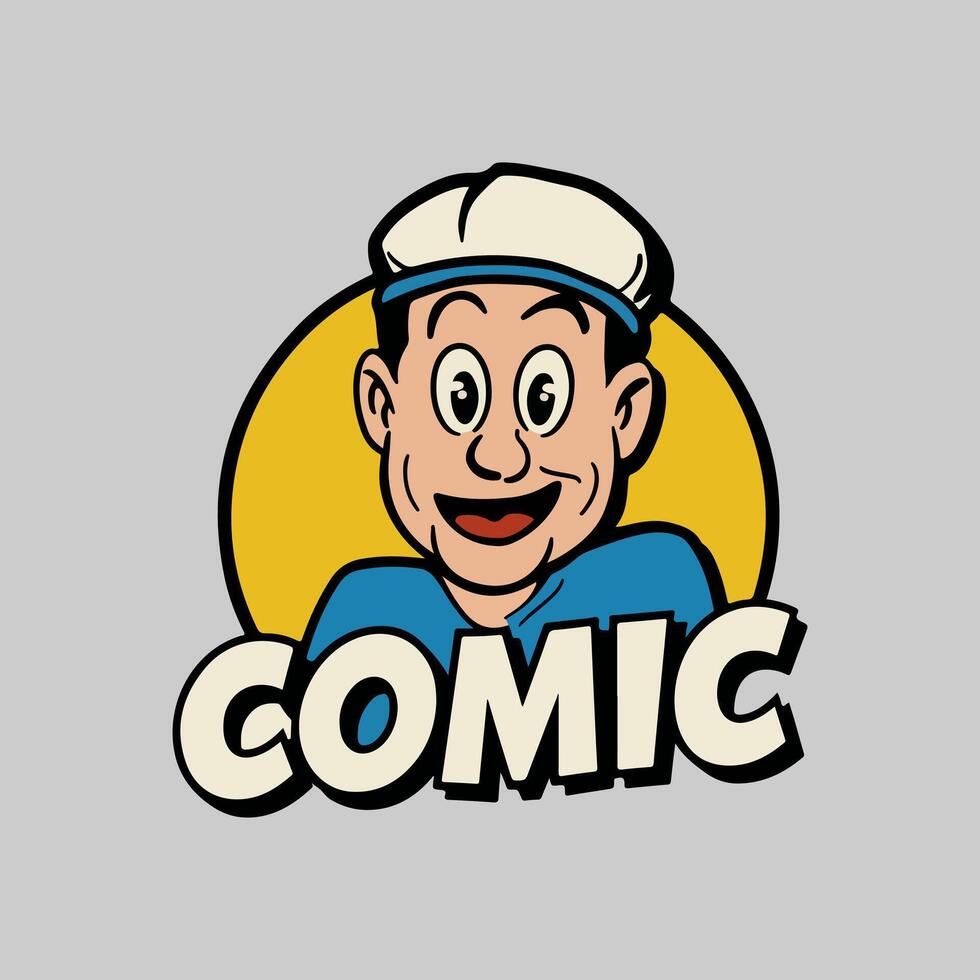 a cartoon man with the word comic on it vector