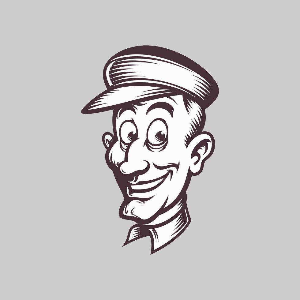a cartoon man in a hat and tie vector