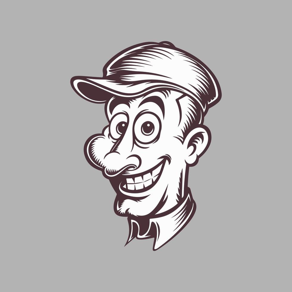 a cartoon man with a hat and a smile vector