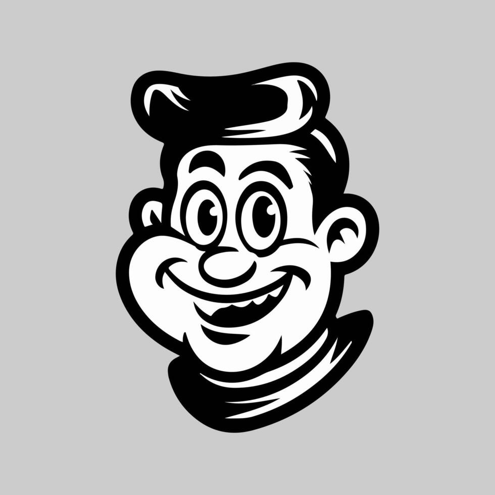 a cartoon face of a man with a smile vector