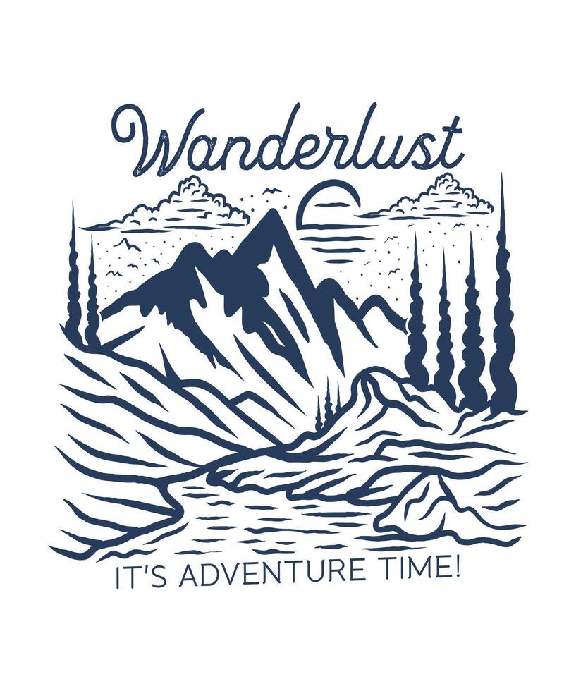 Wanderlust adventure time hand drawing t shirt design vector