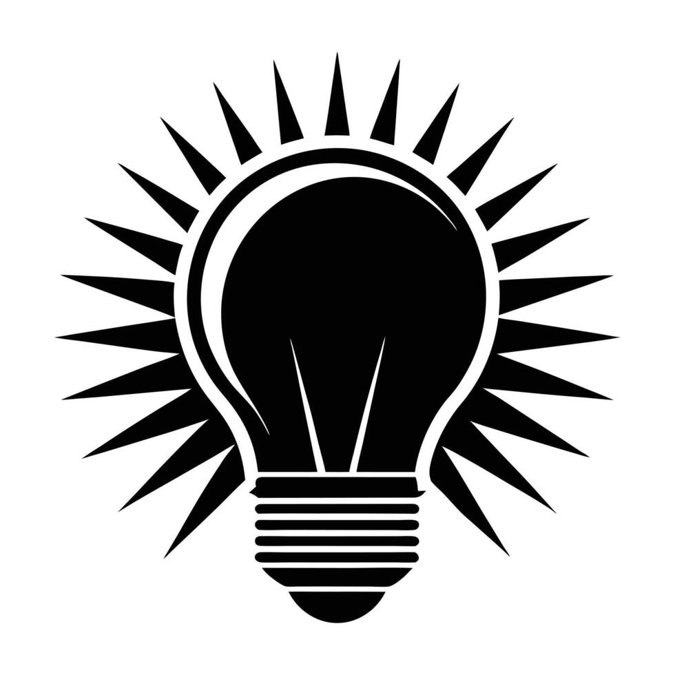 Light Bulb Silhouette on White Background vector