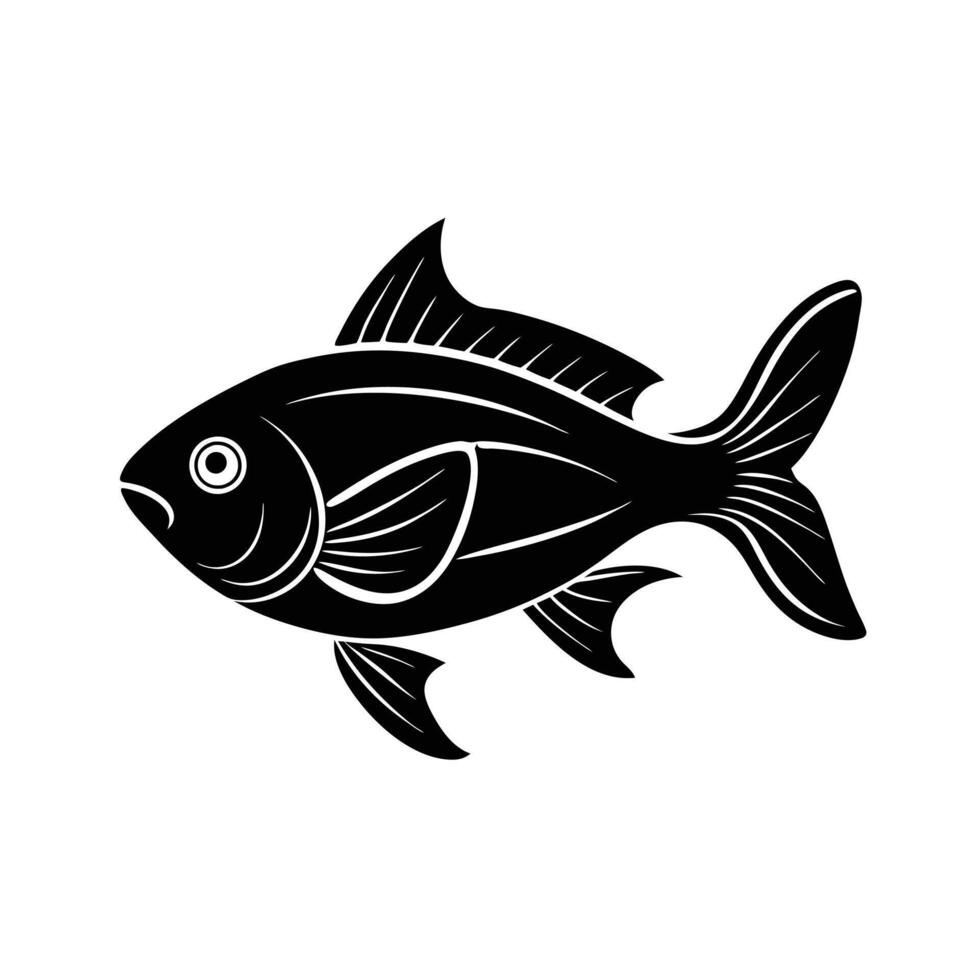 Fish Silhouette on White Background vector