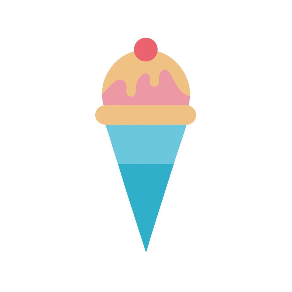 Flat Illustration of Ice Cream Cone on White Background vector