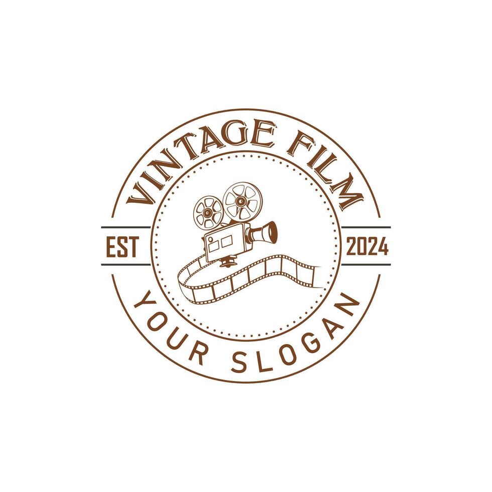 Hand drawn vintage style film production logo design template vector