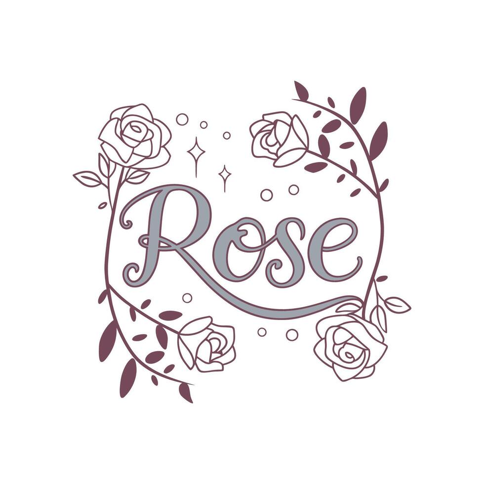 Elegant Rose Floral Typography Design with Delicate Details vector