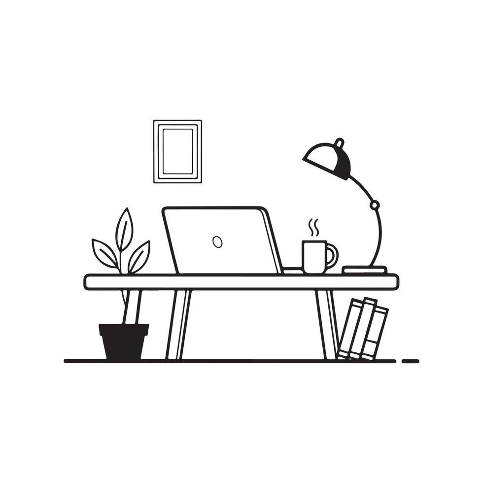 Modern office workspace illustration vector