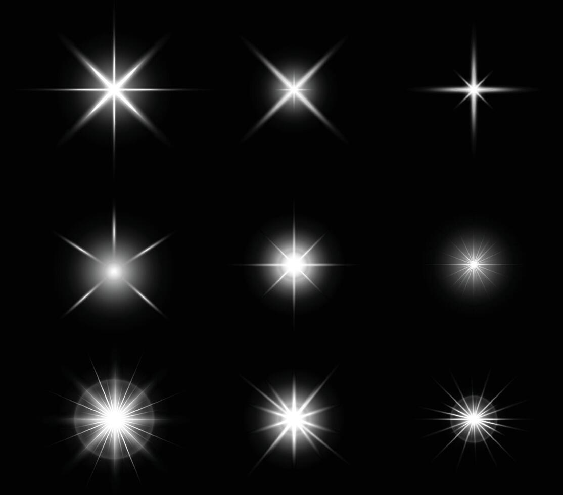 set of stars and shining light vector