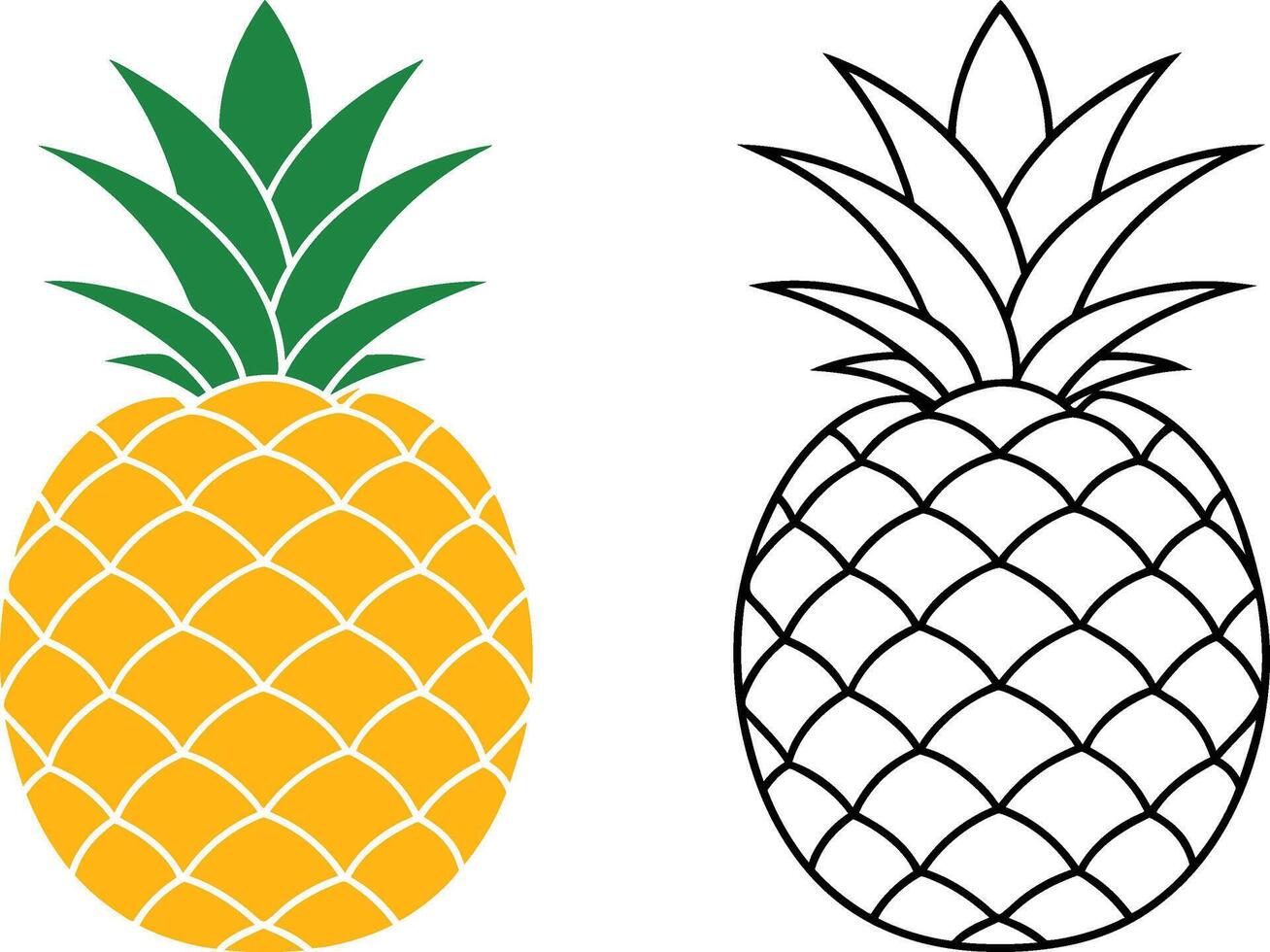 Pineapple icon set silhouette vectors designs.
