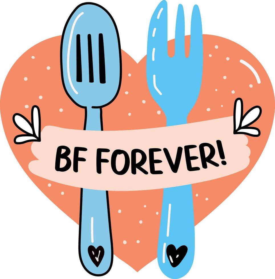 Flat sticker of a couple walking together in a forest with nature buds typography vector