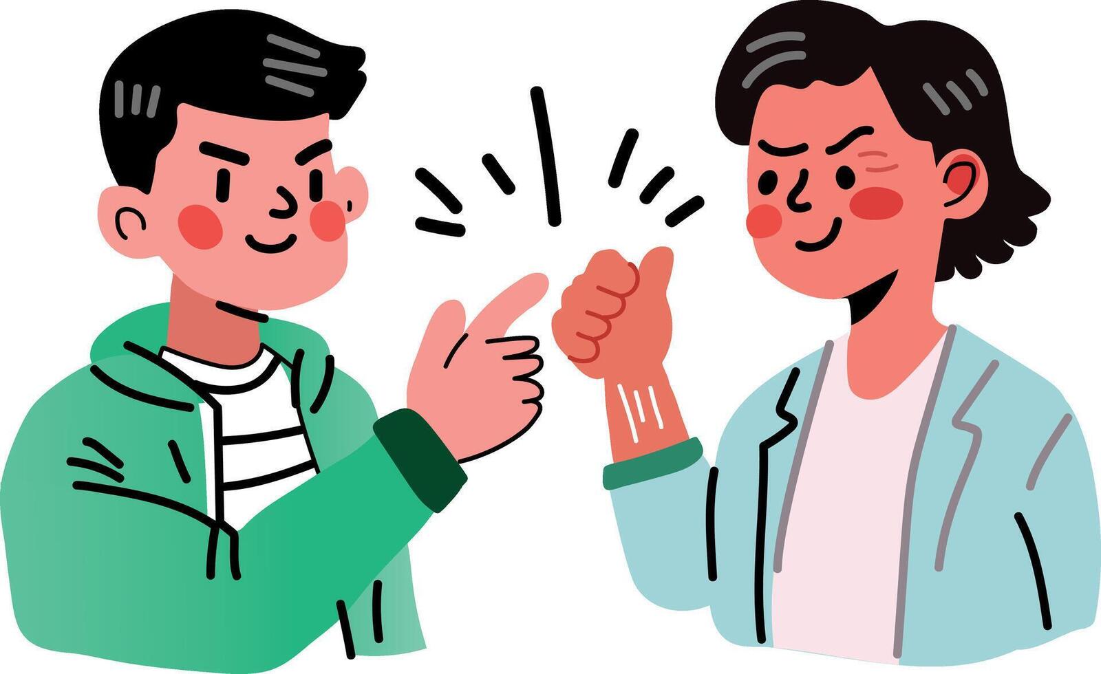 A flat sticker of guy friends vector