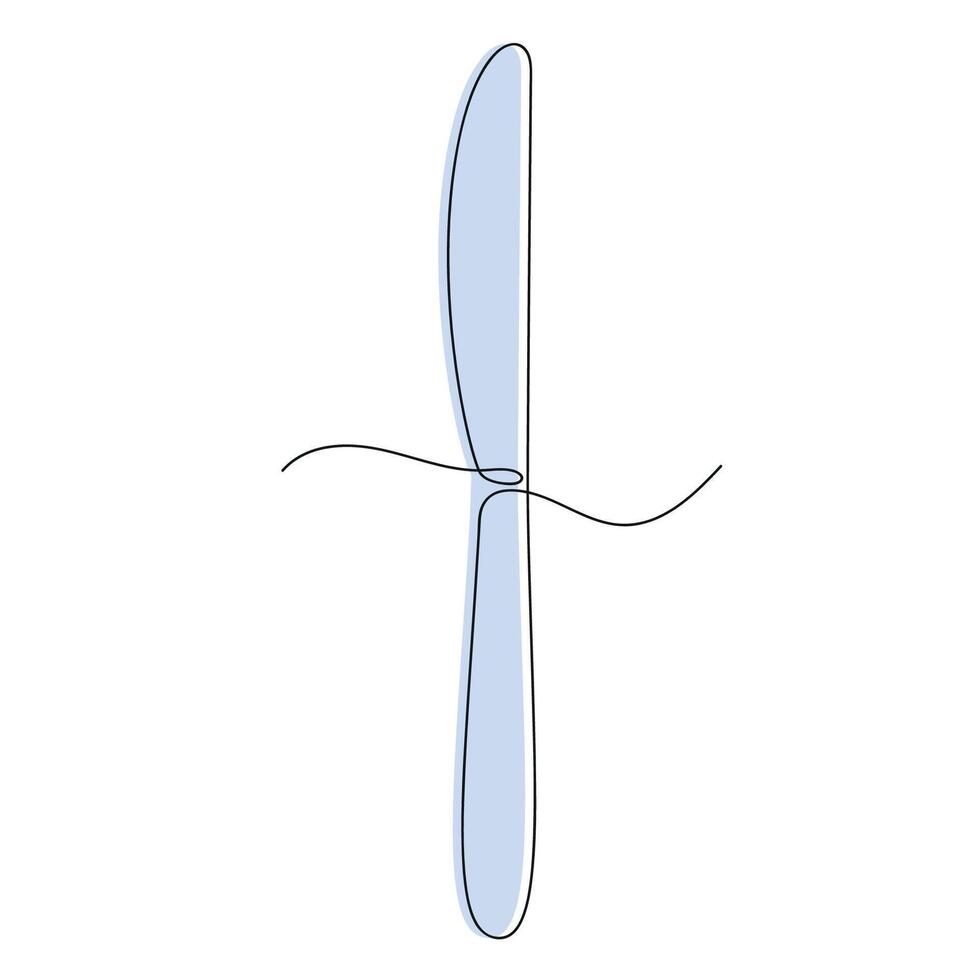 Knife in one continuous line in color. One line drawing, minimalism. vector