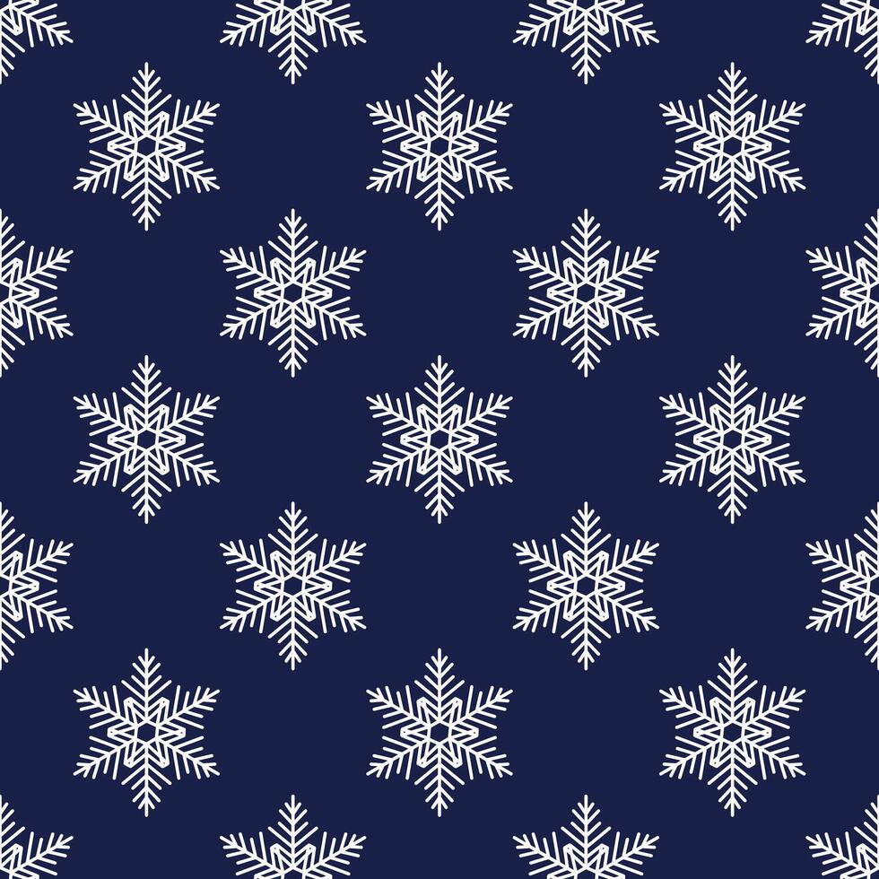 Snowflakes seamless pattern, detailed hand drawn line illustration. Graphic outline doodle drawing. Christmas and New Year background for frosty winter design, gift wrapping, packaging, fabric. vector