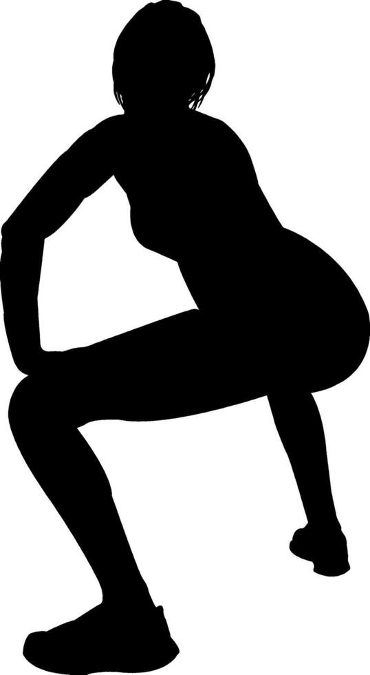 a silhouette of a woman doing squats vector