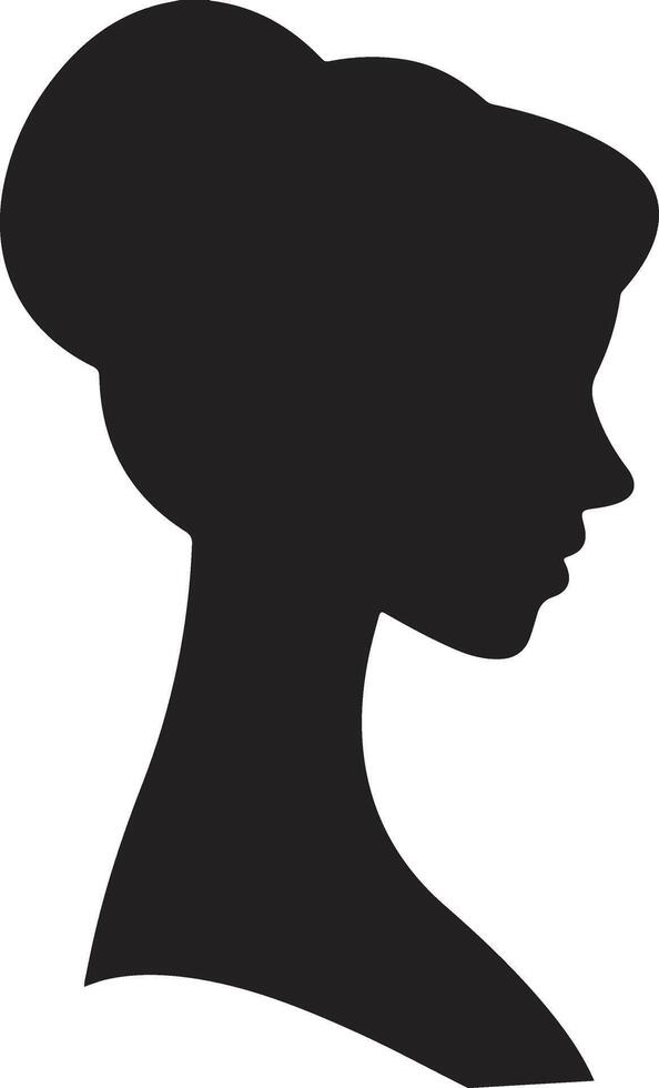 silhouette of a woman's head with a bun in the back vector