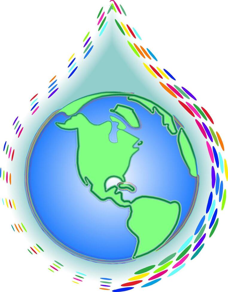 water drop and world earth icon symbol vector