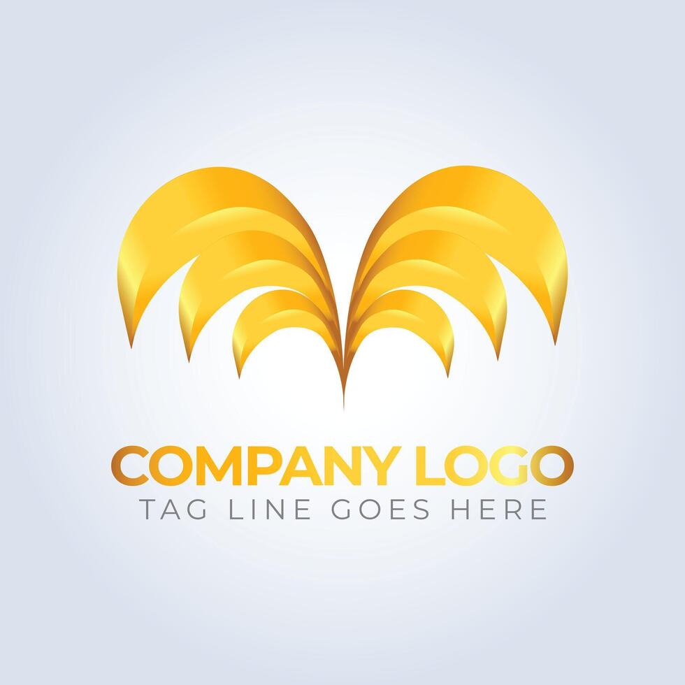 Wings golden company logo template, golden theme, unique logo, creative logo, logo template, abstract background vector