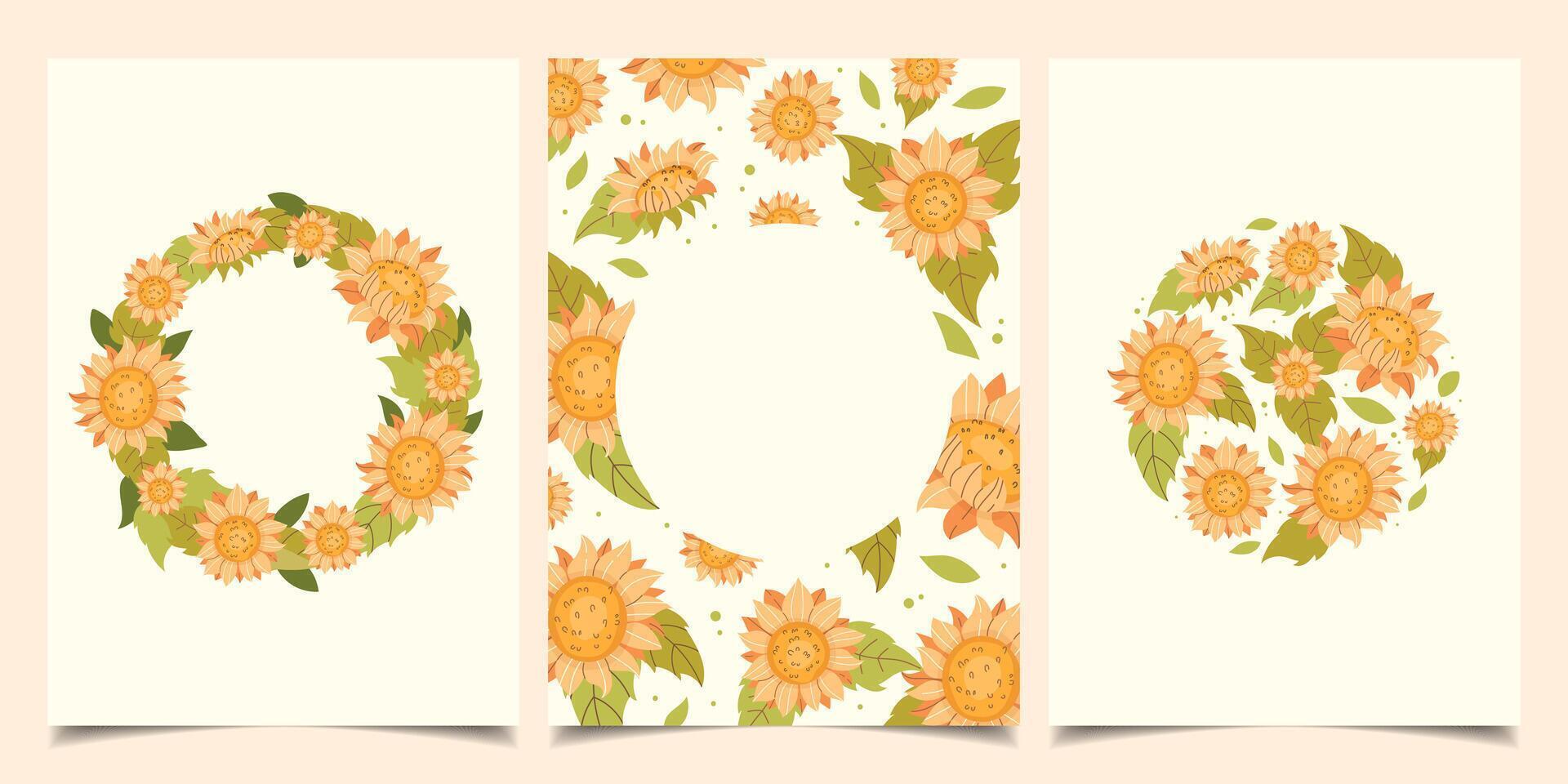 Set of botanical templates with sunflowers vector