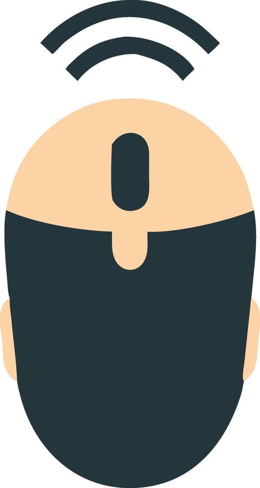 Brain Technology Concept Man Head with Computer Mouse and Wireless Signal vector