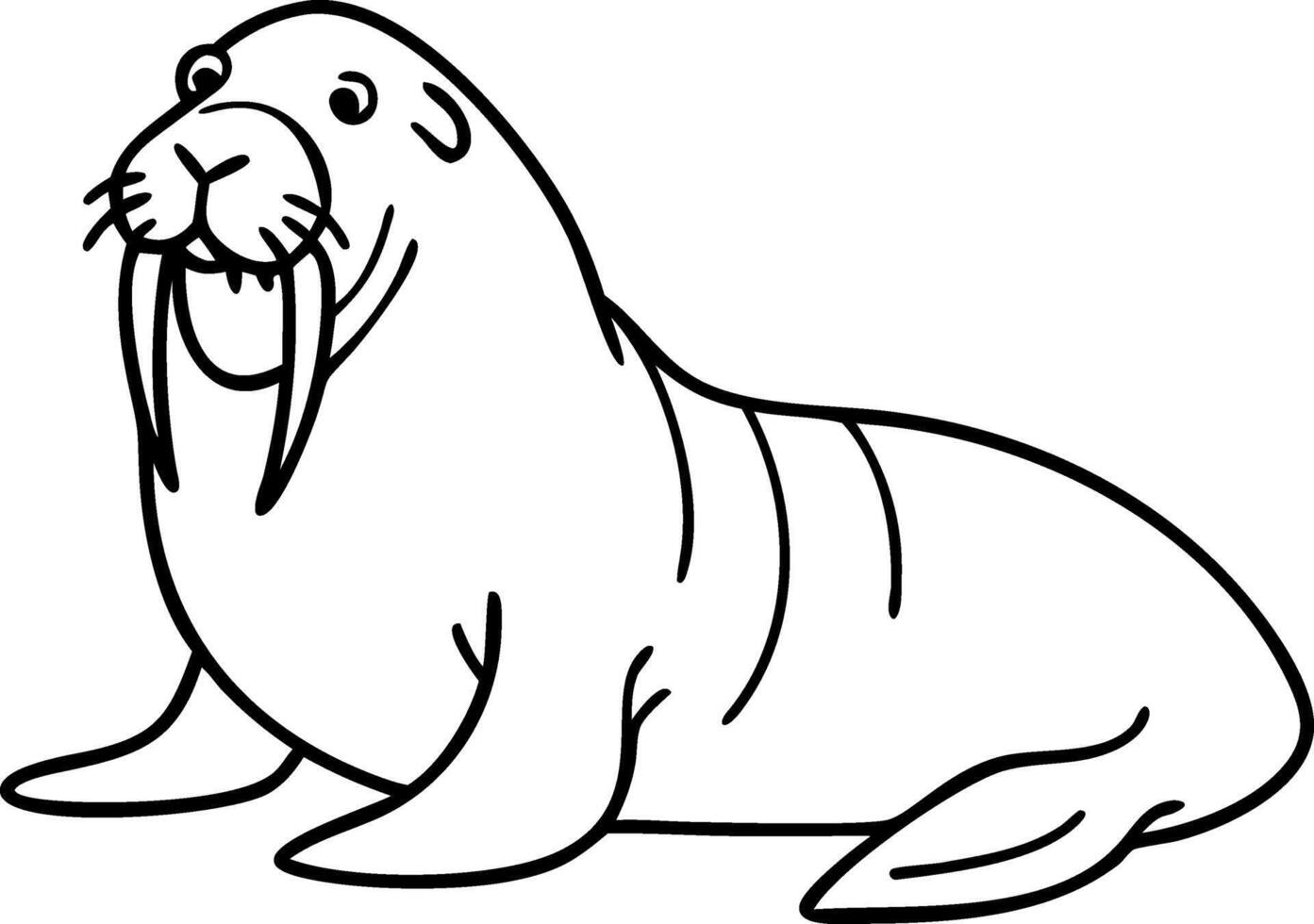 Illustration Walrus Outline Simple Design Arctic Marine Mammal Wildlife vector