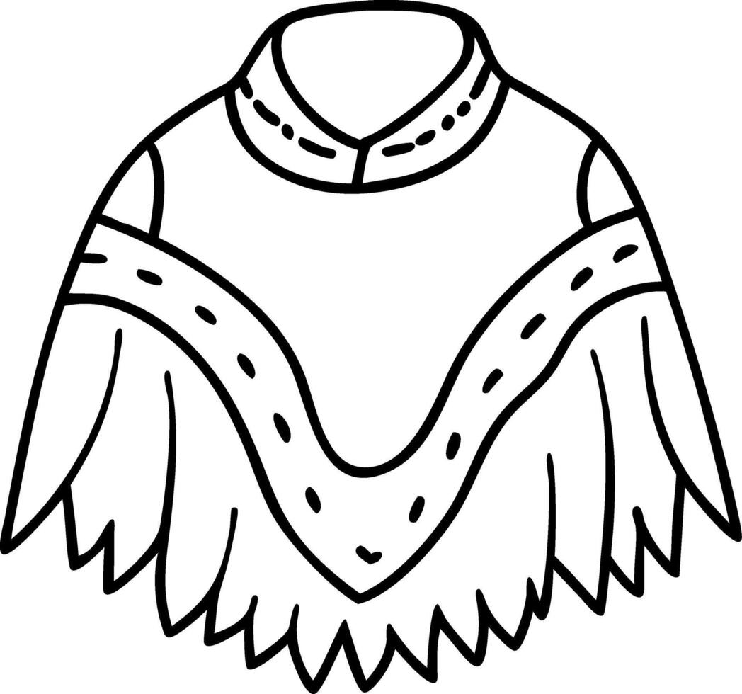 Traditional Poncho Line Art for Fashion and Design Projects vector