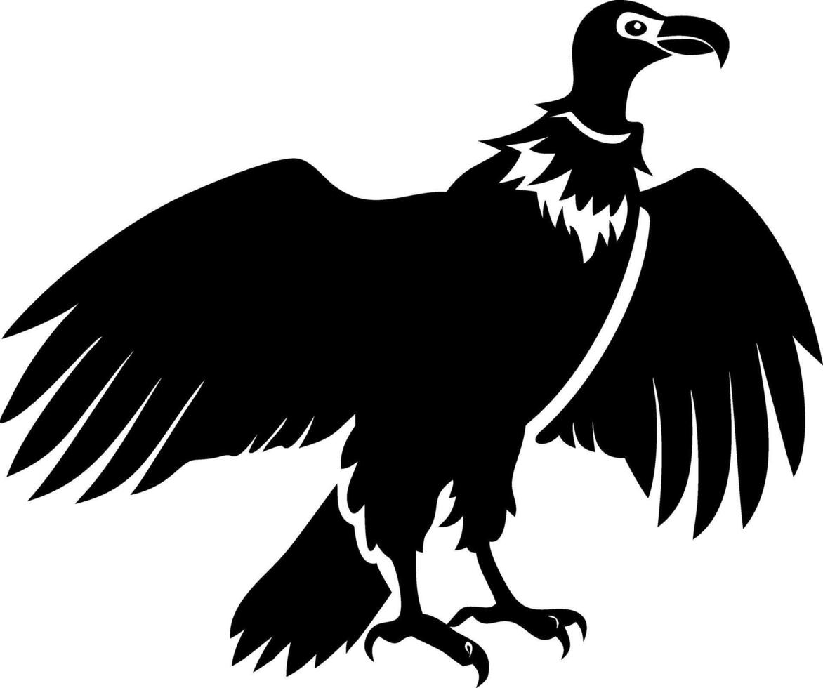 Silhouette of Vulture with Outstretched Wings Illustration vector