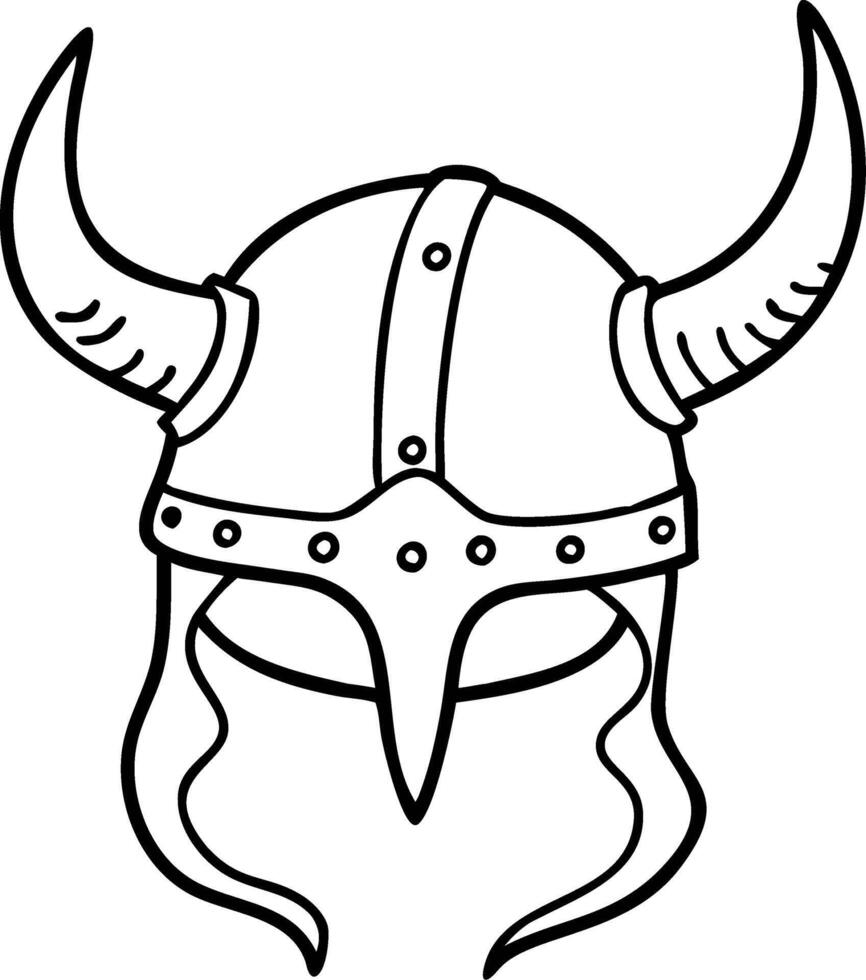 Viking Horned Helmet Outline Drawing for Historical and Educational Use vector
