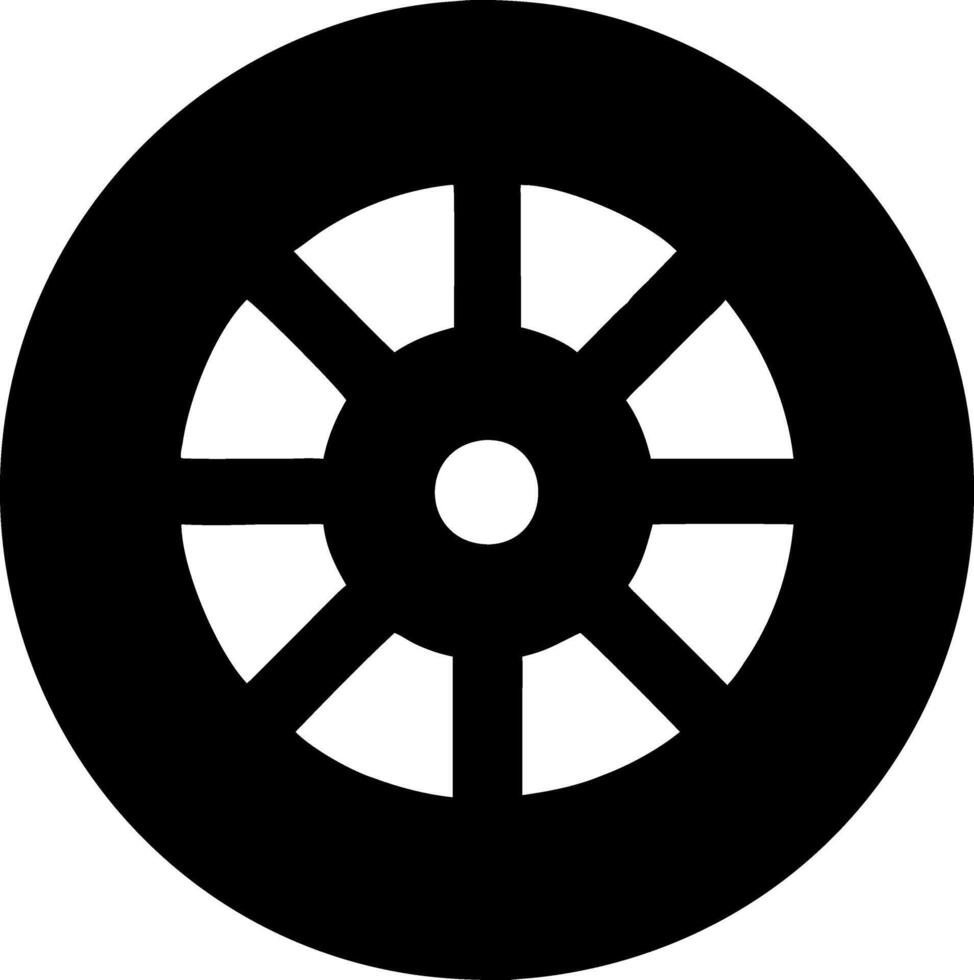 Black Wagon Wheel Silhouette on Grey Background for Design and Decoration vector