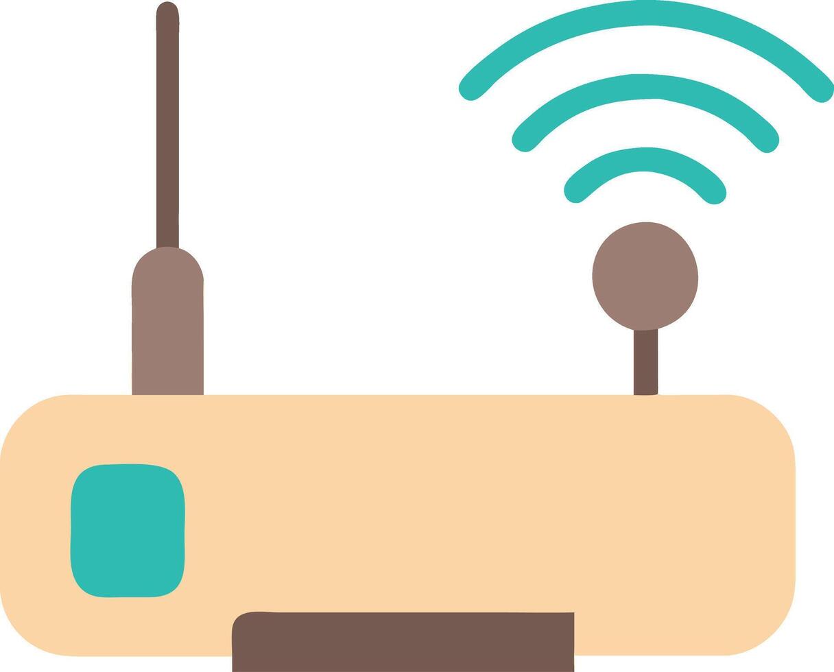 Wireless Router Illustration with Antennas and Signal Waves vector