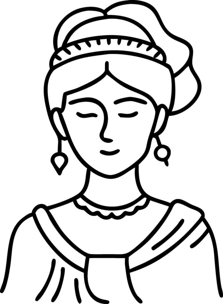 Elegant Ancient Roman Woman Line Art Portrait for Historical and Educational Use vector