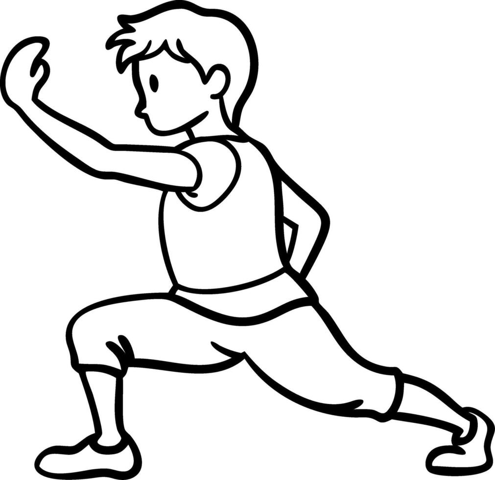 Cartoon Character Practicing Martial Arts Pose Illustration vector