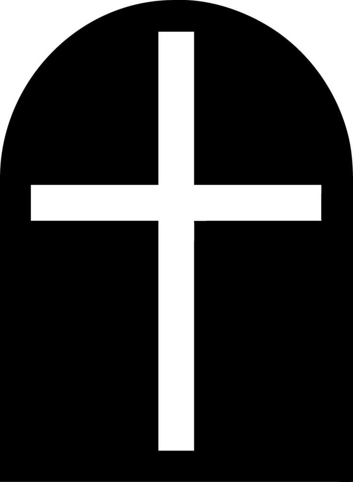 Simple Black Headstone with Christian Cross Symbol in Design vector